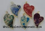 NGP2602 25*35mm - 35*45mm heart sea sediment jasper pendants