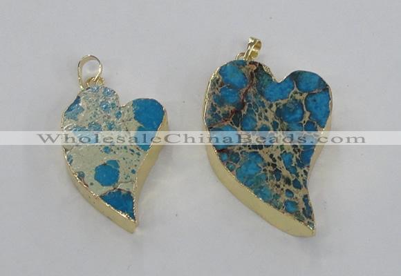 NGP2608 40*50mm - 50*70mm heart sea sediment jasper pendants