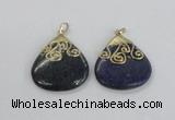 NGP2624 40*45mm flat teardrop lapis lazuli gemstone pendants wholesale