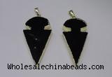 NGP2651 25*48mm - 28*54mm arrowhead agate pendants wholesale