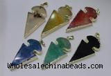 NGP2652 25*48mm - 28*54mm arrowhead agate pendants wholesale