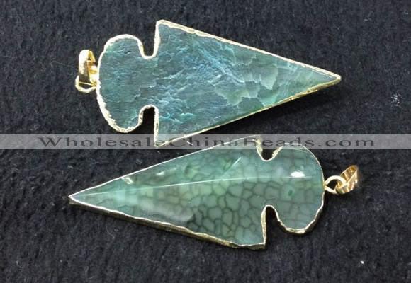 NGP2659 24*53mm - 26*55mm arrowhead agate pendants wholesale