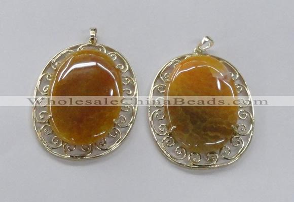 NGP2755 50*60mm oval agate gemstone pendants wholesale