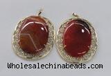 NGP2757 50*60mm oval agate gemstone pendants wholesale