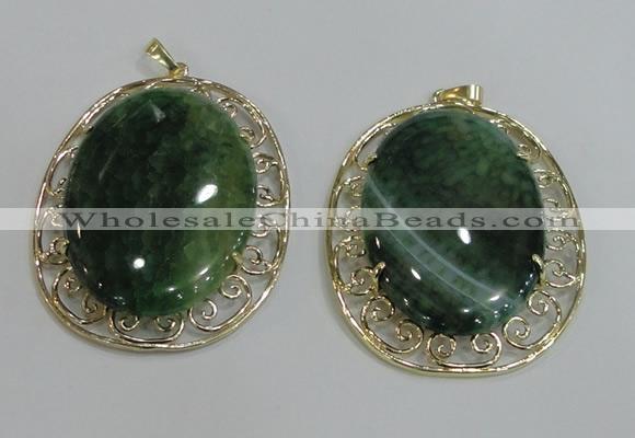 NGP2759 50*60mm oval agate gemstone pendants wholesale