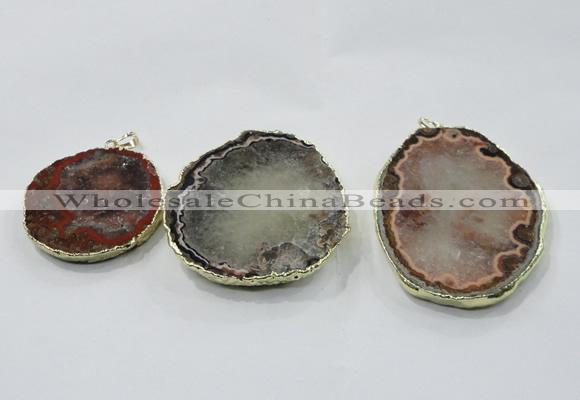 NGP2854 45*50mm - 55*70mm freeform druzy agate gemstone pendants