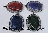 NGP2974 50*60mm oval agate gemstone pendants wholesale