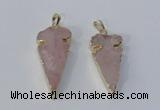 NGP3027 15*35mm – 20*50mm arrowhead rose quartz gemstone pendants