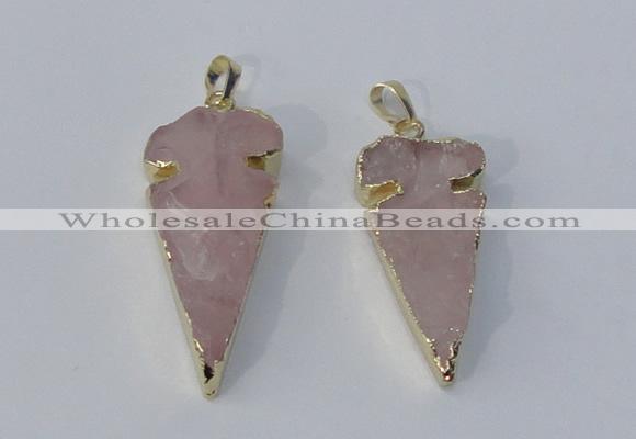 NGP3027 15*35mm – 20*50mm arrowhead rose quartz gemstone pendants