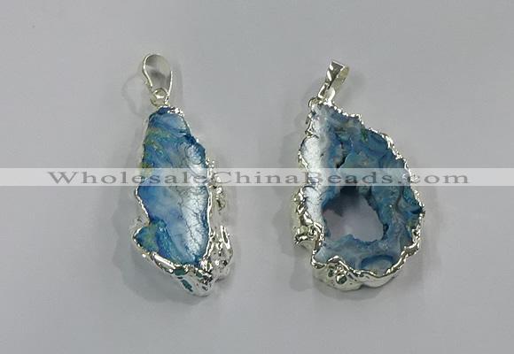 NGP3103 25*40mm - 30*50mm freeform druzy agate gemstone pendants