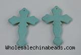 NGP3224 50*75mm cross turquoise gemstone pendants wholeasle