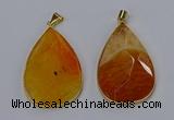 NGP3294 37*57mm faceted flat teardrop agate gemstone pendants