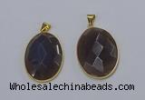 NGP3295 33*45mm faceted oval agate gemstone pendants wholesale