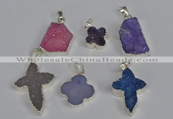 NGP3454 15*15mm - 22*30mm druzy agate gemstone pendants