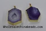 NGP3495 25*40mm - 30*45mm hexagon druzy agate pendants