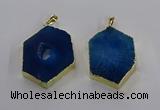 NGP3497 25*40mm - 30*45mm hexagon druzy agate pendants