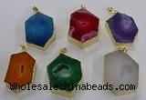 NGP3501 25*40mm - 30*45mm hexagon druzy agate pendants