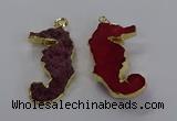 NGP3533 22*58mm - 25*55mm seahorse agate gemstone pendants