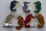 NGP3538 22*58mm - 25*55mm seahorse agate gemstone pendants