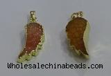 NGP3604 15*30mm - 18*40mm wing-shaped druzy agate pendants