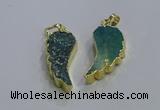 NGP3608 15*30mm - 18*40mm wing-shaped druzy agate pendants