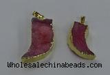 NGP3633 15*30mm - 18*45mm oxhorn druzy agate pendants