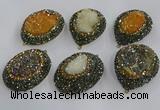 NGP3694 35*45mm freeform plated druzy agate gemstone pendants