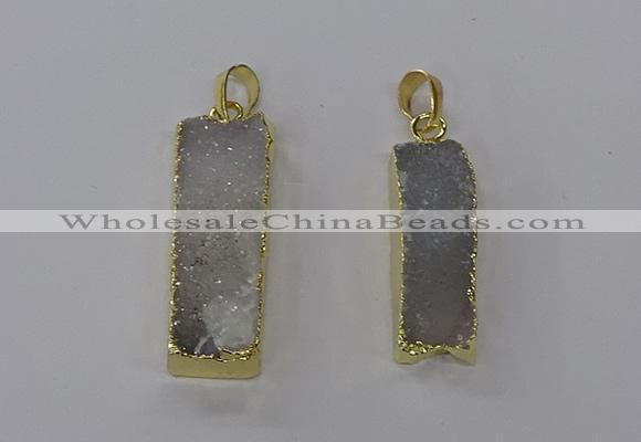 NGP3791 10*30mm - 12*35mm rectangle druzy agate pendants