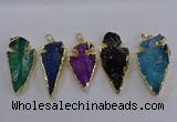 NGP3819 25*45mm - 30*60mm arrowhead dyed white crystal pendants