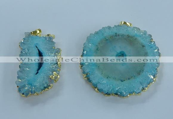 NGP3894 35*45mm - 50*60mm freeform druzy agate pendants