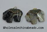 NGP3932 30*45mm - 35*50mm elephant agate pendants wholesale