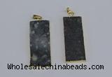 NGP3959 20*50mm - 25*45mm rectangle druzy agate gemstone pendants