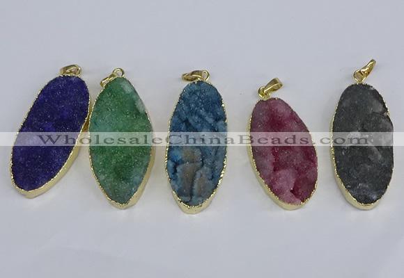 NGP3970 22*45mm - 25*50mm oval druzy agate pendants wholesale