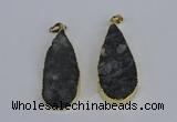 NGP3979 20*40mm - 25*50mm flat teardrop druzy agate pendants