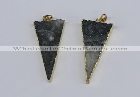 NGP3989 20*48mm - 25*50mm triangle druzy agate pendants wholesale