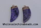 NGP4002 15*30mm - 16*35mm horn druzy quartz gemstone pendants