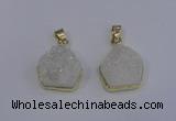 NGP4008 15*16mm freeform druzy quartz gemstone pendants