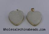 NGP4021 20*20mm heart druzy quartz gemstone pendants