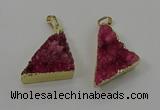 NGP4103 22*35mm - 24*40mm triangle druzy quartz pendants wholesale