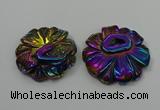 NGP4150 40*45mm - 50*55mm flower plated druzy agate pendants