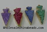 NGP4160 20*45mm - 22*48mm arrowhead druzy quartz pendants