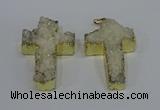 NGP4172 30*48mm - 32*50mm cross druzy quartz pendants wholesale