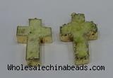 NGP4173 30*48mm - 32*50mm cross druzy quartz pendants wholesale