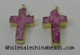 NGP4175 30*48mm - 32*50mm cross druzy quartz pendants wholesale