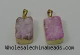 NGP4224 16*25mm - 18*25mm rectangle druzy quartz pendants wholesale