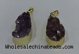 NGP4240 18*35mm teardrop druzy amethyst pendants wholesale