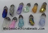 NGP4302 10*30mm - 15*45mmmm nuggets plated quartz pendants