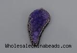 NGP4315 20*40mm - 25*50mm wing-shaped druzy quartz pendants