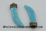 NGP4516 12*50mm - 12*55mm horn blue turquoise pendants wholesale