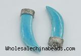 NGP4525 15*55mm - 15*60mm horn blue turquoise pendants wholesale